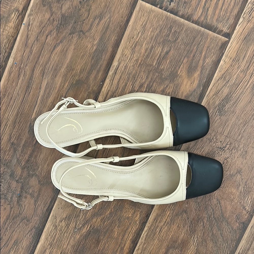 Sam Edelman Elegant Black and Cream Women's Slingback Shoes